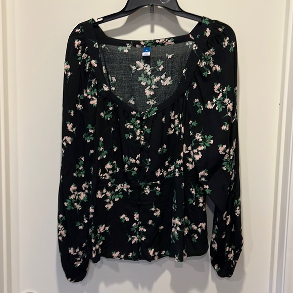 Floral Print Square Neck Button Front Blouse - Picture 1 of 3